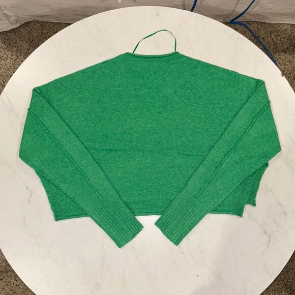 Urban Outfitters BDG Cardiff Notch Neck Sweater V Neck Cropped Green Size XS NWT - Picture 7 of 8